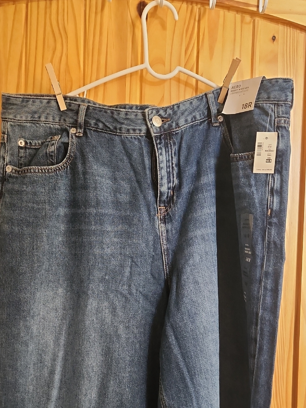 AERO Womens Baggy Wide Leg Jeans - Medium Blue Wash